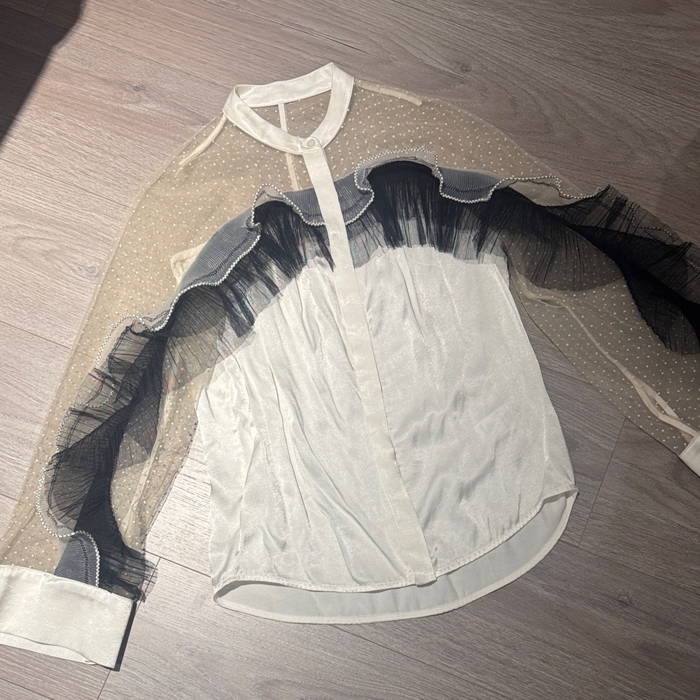 Self portrait authentic Elegant Sheer Ruffle Women's Top